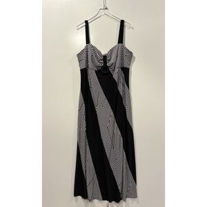 Kathy Roberts Womens 22WP Black White Geometric Stripe O-Ring Maxi Dress Petite